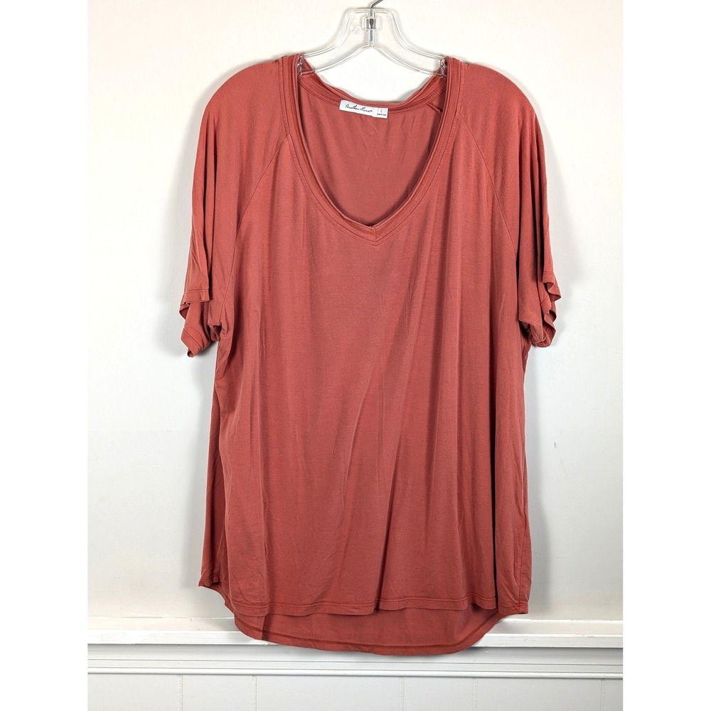 Another Love Womens V-Neck Raglan Short Sleeve Tee Orange Oversized L Fits 1X